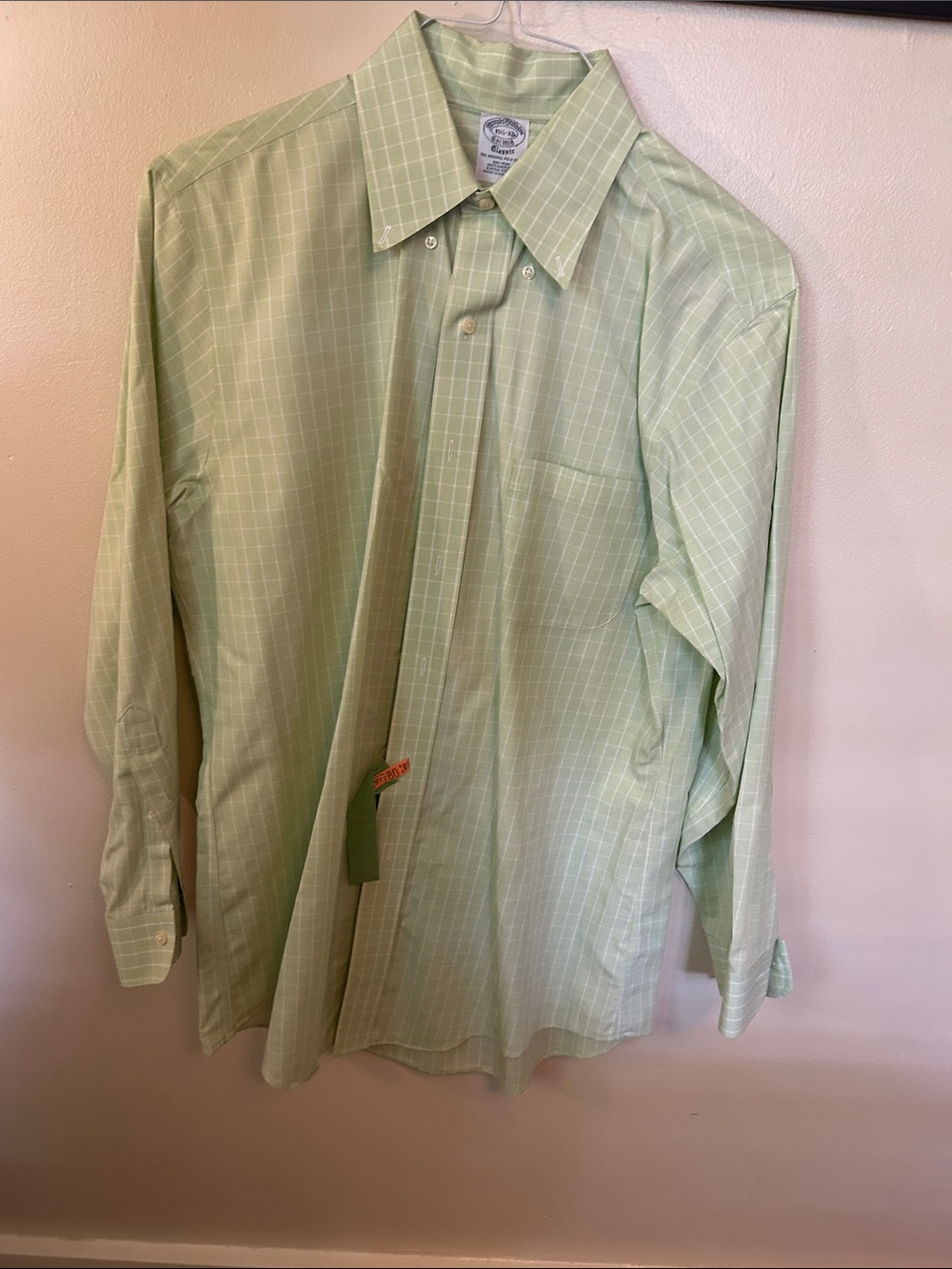 Light Green Windowpane Dress Shirt - Classic Men's Button-Up
